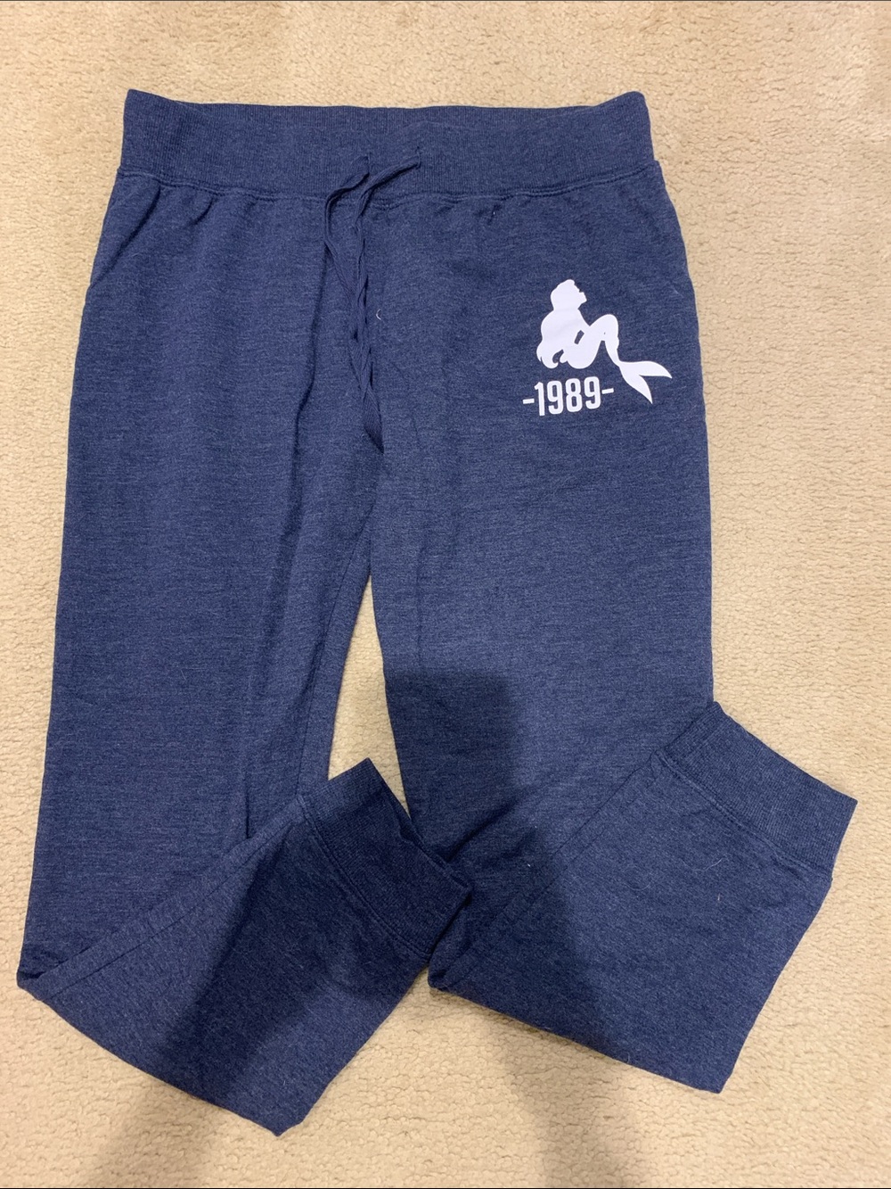 Disney Navy Blue Joggers with White Mermaid Graphic